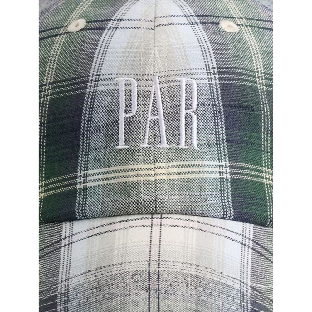 Malbon X GAP Golf Linen-Cotton Logo Plaid Baseball Hat Cap Dark Emerald - Picture 2 of 4